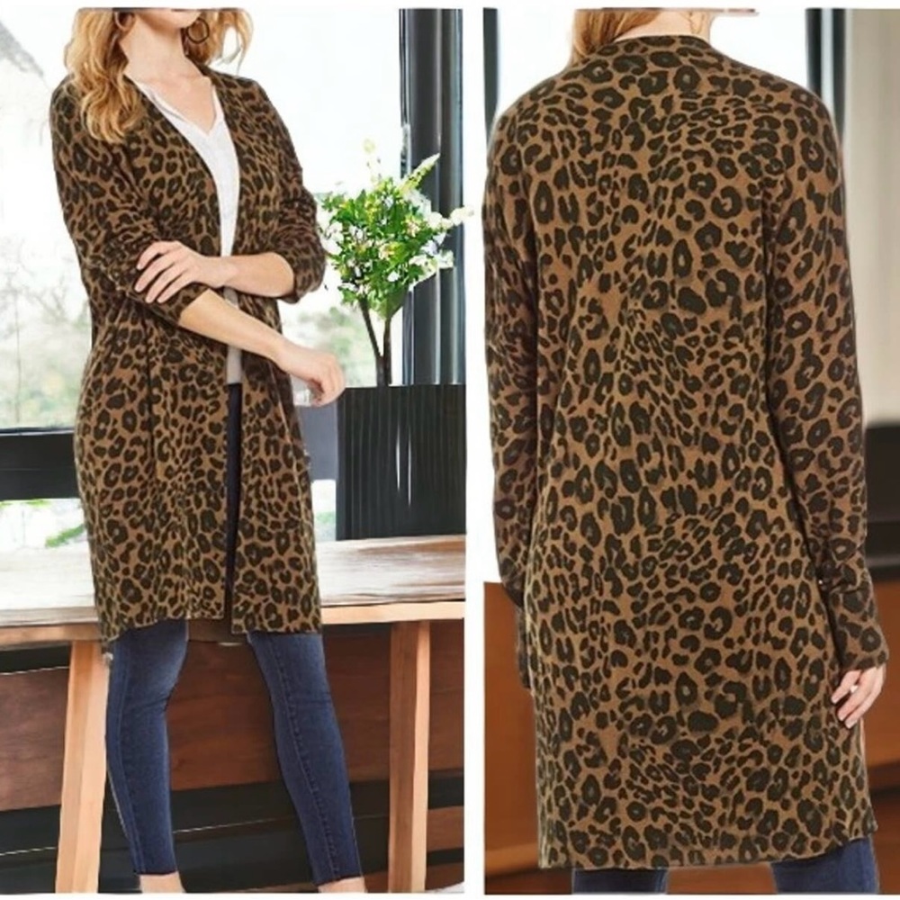 Sanctuary Leopard print long cardigan sweater size XS